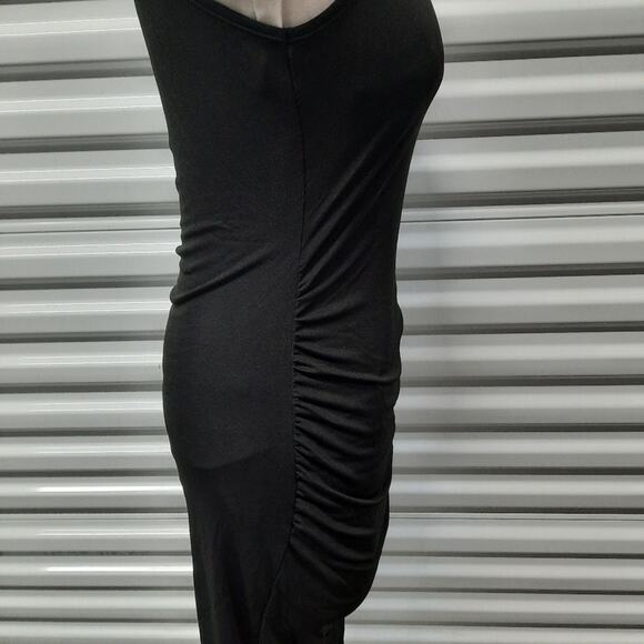 Women's Dress Size Large Black Sleeveless Ruched Stretch Bodycon Sexy Night Out - Picture 7 of 10